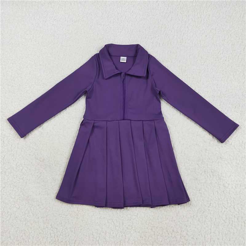 Sibling 8 Colors Baby Girls Long Sleeves Zipper Yoga Knee Length Dresses 8.7