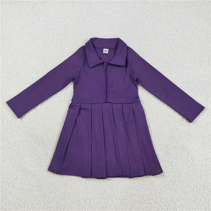 Sibling 8 Colors Baby Girls Long Sleeves Zipper Yoga Knee Length Dresses 8.7