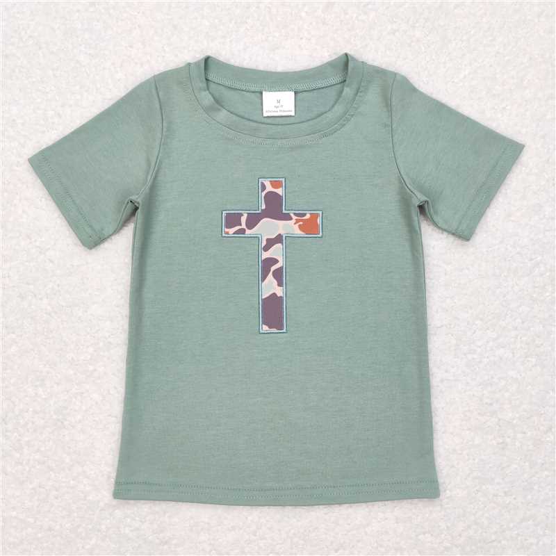 Sibling Boys Baby Girls Easter Cotton Embroidery Short Sleeve Shirt Tops