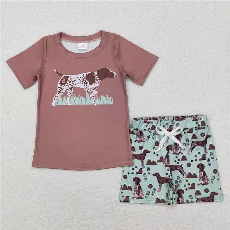 RTS BSSO0335 Baby Boys Dog Short Sleeve Top Shorts Clothes Sets