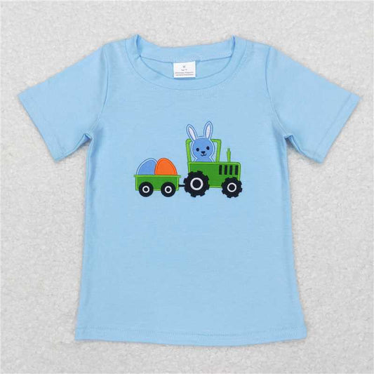RTS BT0426 Baby Boys Top Baby Boys Easter Blue Tractor Short Sleeve Shirt Tops