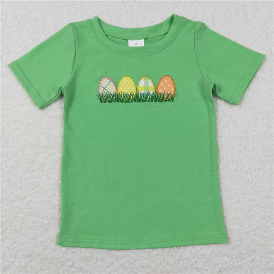 RTS BT0427 Baby Boys Top Baby Boys Easter Eggs Green Short Sleeve Shirt Tops