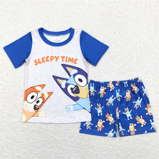 RTS BSSO0421 Baby Boys Dogs Sleepy Time Shirts Shorts Pajamas Outfits Clothing Sets