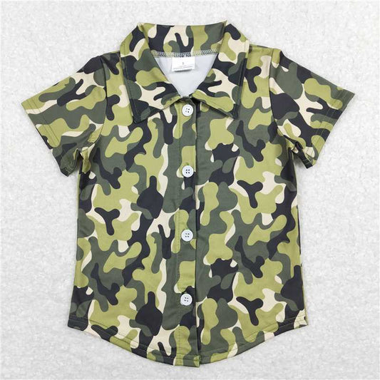 RTS BT0521 Baby Boys Top Baby Boys Toddler Green Camo Buttons Tee Shirts Tops