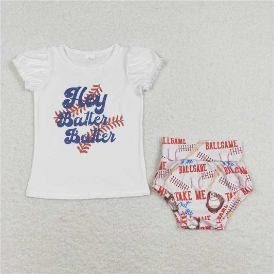 RTS GBO0218 Baby Girls Toddler Baseball Shirt And Bummies Clothing Set Cute Soft Cotton Outfit for Little Ones