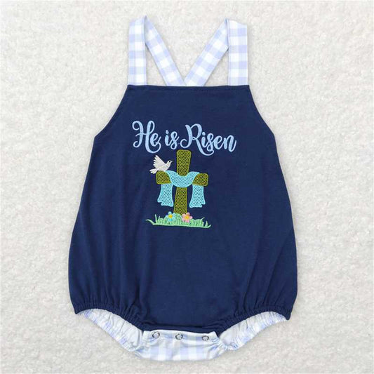 RTS SR0565 Baby Boys Romper Baby Infant Boys Easter He Is Risen Bubble Rompers