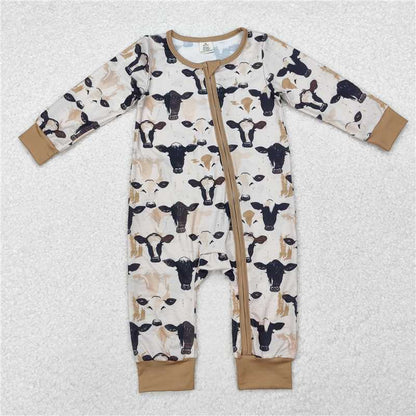 Sibling Baby Infant Boys Girls Western Bamboo Zip Rompers