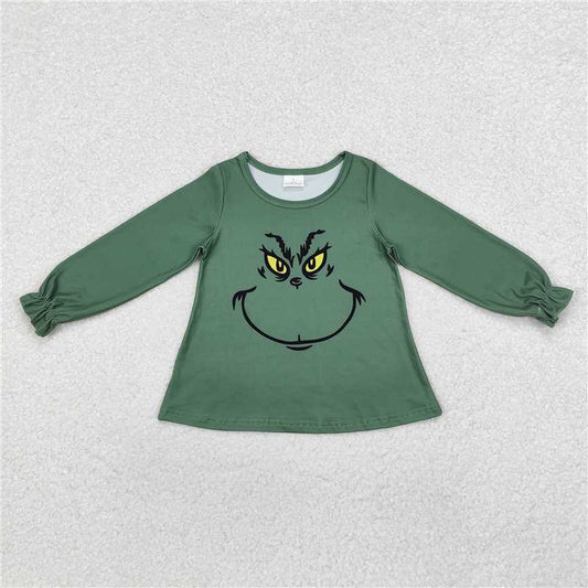 Sibling Baby Girls Boys Christmas Green Face Smile Tunic Tops