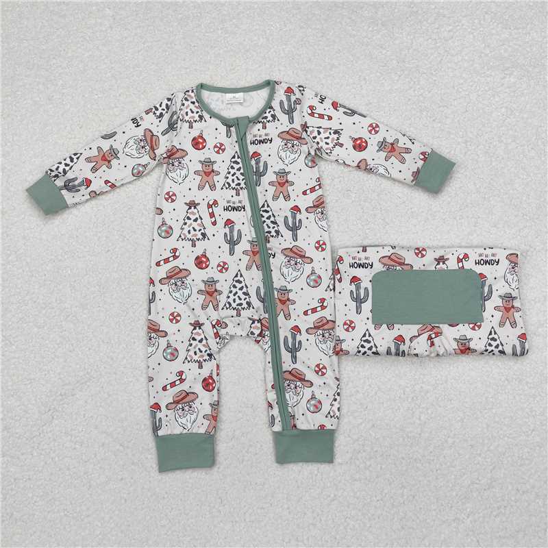 Sibling Girls Baby Boys Christmas Western Tree Rompers Pajamas