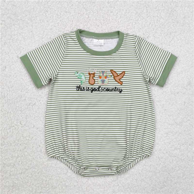 RTS SR2263 Baby Boys Romper Baby Infant Boys God Country Short Sleeve Rompers