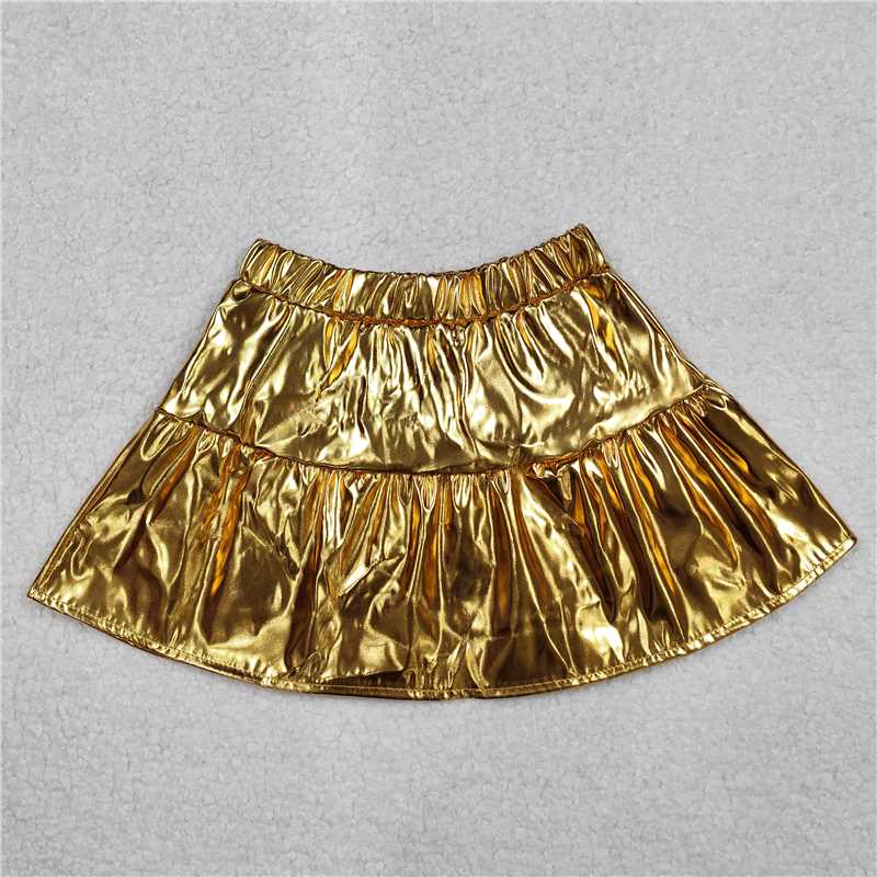 3 Colors Sibling Baby Girls Leather Metallic Skirts Bottoms 4.15