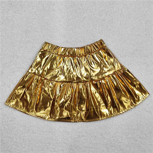 3 Colors Sibling Baby Girls Leather Metallic Skirts Bottoms 4.15