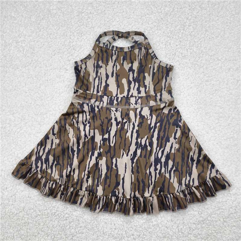 Sibling Baby Girls Strap Western Camo Print Yoga Activity Wear Ruffle Knee Length Dresses 4.29