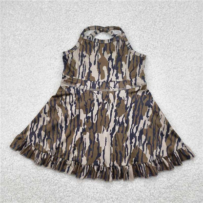 Sibling Baby Girls Strap Western Camo Print Yoga Activity Wear Ruffle Knee Length Dresses 4.29