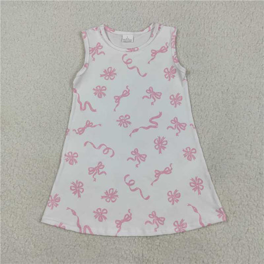 RTS GSD2083 Baby Girls Pink Bows Sleeveless Knee-Length Dresses Cute Feminine Fashion for Little Ones