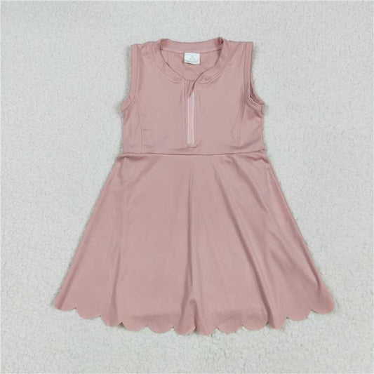 RTS GSD2086 Baby Girls Peach Zip Active Skort Knee Length Dresses Yoga Wear Comfortable Breathable Fabric for Little Girls
