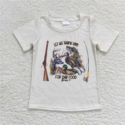 RTS BT0340 Baby Boys Top Baby Boys Duck Hunting White Top Tee Shirts
