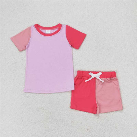 GSSO1269 Matching short sleeve shorts in pink