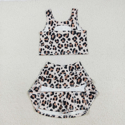 GSD2327 Baby Girls Sleeveless Leopard Top Skort Yoga Set C8.18