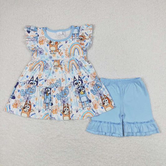 SS0183 Sky blue lace shorts