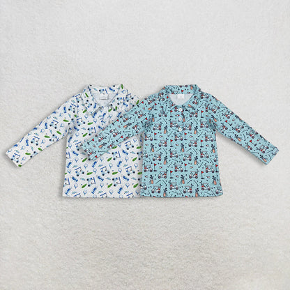 Sibling Baby Boys Long Sleeve Golf Trucks Button Polo Shirts Top C11.27