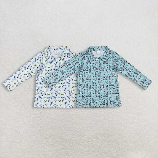Sibling Baby Boys Long Sleeve Golf Trucks Button Polo Shirts Top C11.27