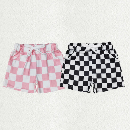 Sibling Baby Girls Pink Black Plaid Summer Shorts Bottoms 6.10