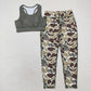 GSPO1665 Adult green vest camouflage pants yoga suit