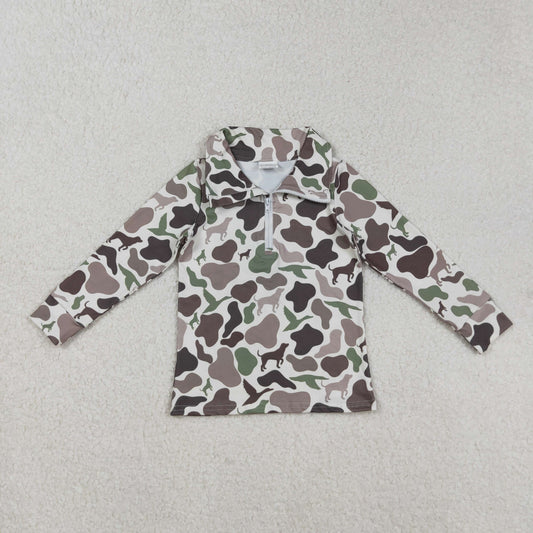 BT0955 Baby Boys Dogs Ducks Camo Long Sleeve Zip Pullovers Tops C9.3