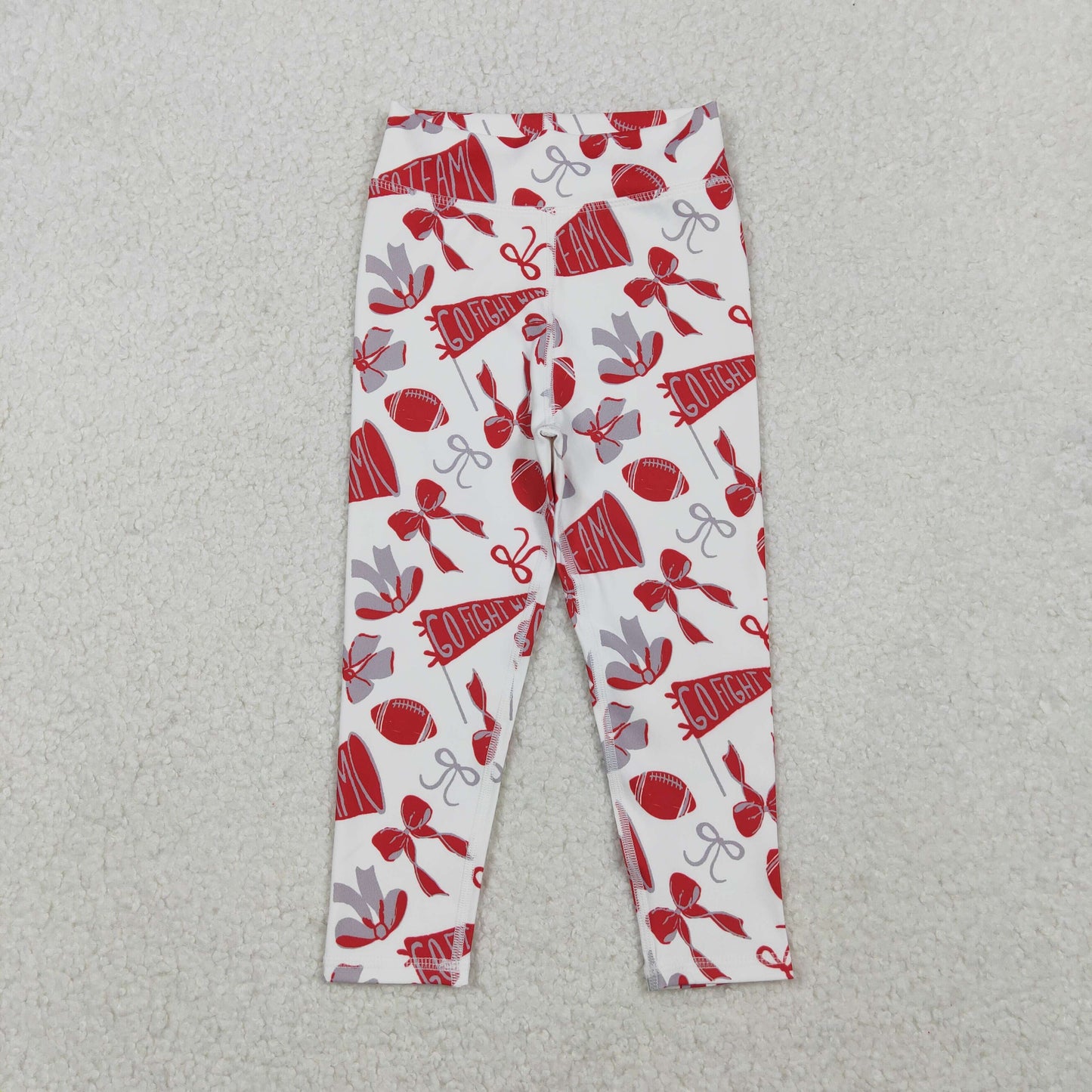 P0846 Baby Girls Red Go Team Footballs Bows Yoga Legging Pants C10.25