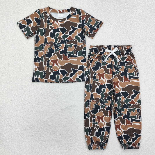 BT0905+P0650 Baby Boys Duck Brown Camouflage Top Jogger Pants Clothes Set