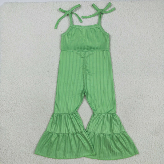 SR3160 Baby Girls Green Strap Bell Bottom Ribbed Jumpsuit C8.19