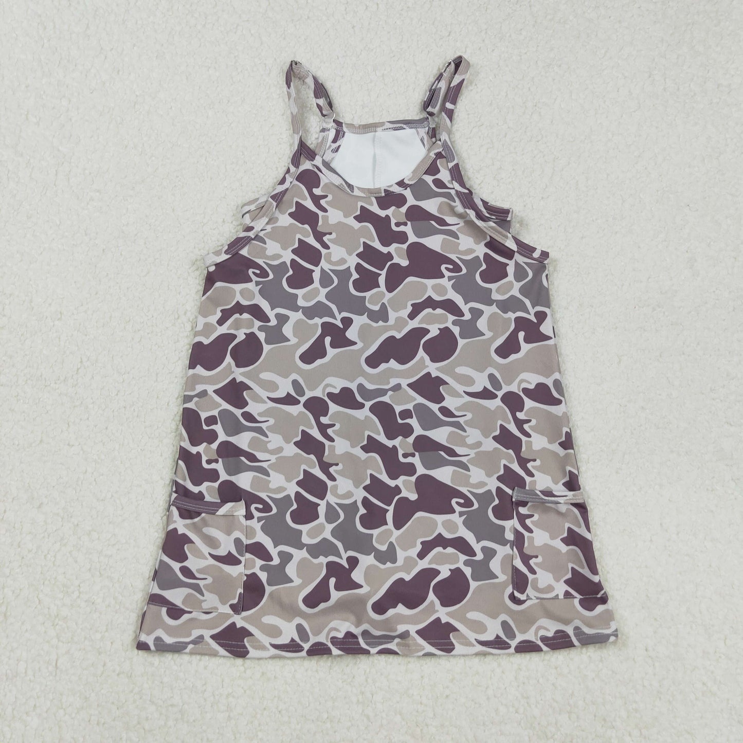 GSD2719 Baby Girls Strap Gray Camo Pockets Yoga Dress C8.29