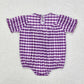 SR2060 Baby Infant Girls Mardi Gras Purple Checkered Smocked Romper