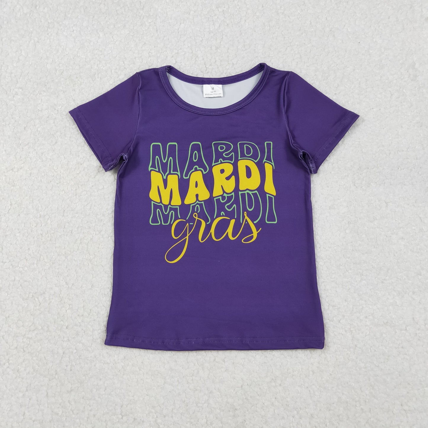 GT1253 Baby Girls Purple Short Sleeve Donuts Bows MARDI GRAS Tee Shirts Top C10.22