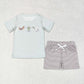 BSSO0980 Puppy Duck teal short-sleeved striped shorts suit