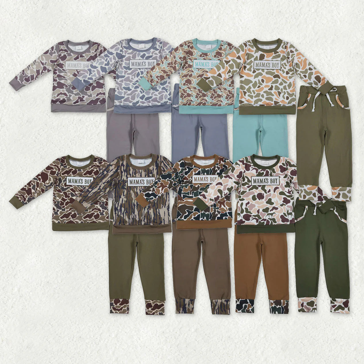 Sibling Baby Boys Embroidery Mama's Boy Camo Top Pockets Pants Clothes Sets C12.1
