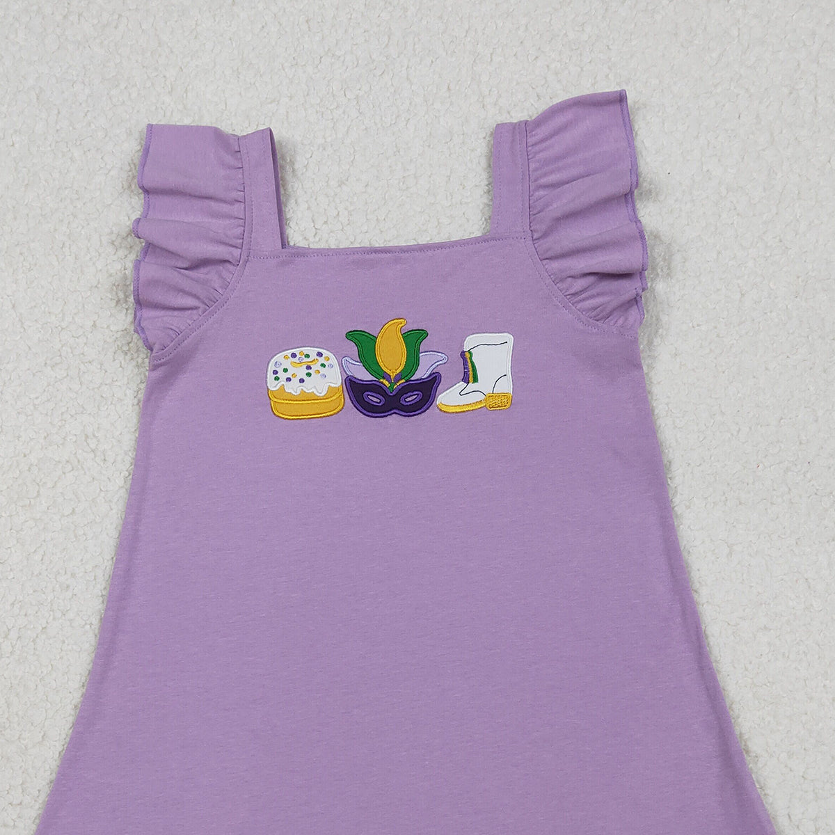 RTS GSD3022 Embroidery Anchor Masks Donuts Baby Girls Mardigras Knee length Dress