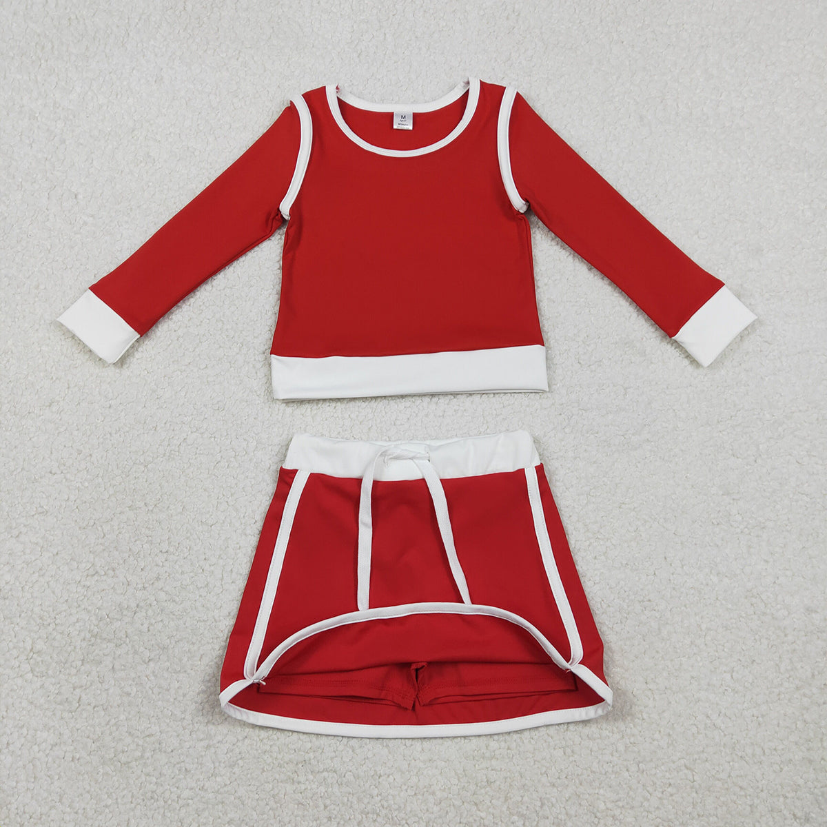 RTS GLD1482 Baby Girls Red Long Sleeve Top Skirts Shorts Yoga Active Clothes Sets
