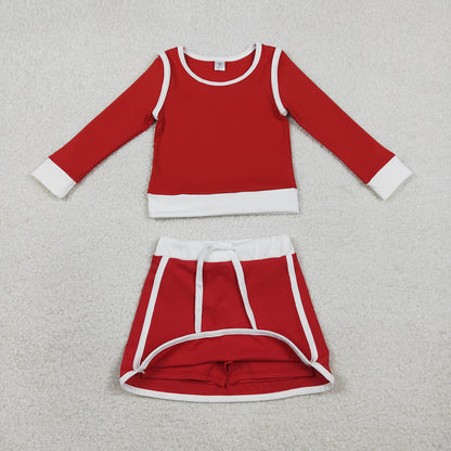 RTS GLD1482 Baby Girls Red Long Sleeve Top Skirts Shorts Yoga Active Clothes Sets