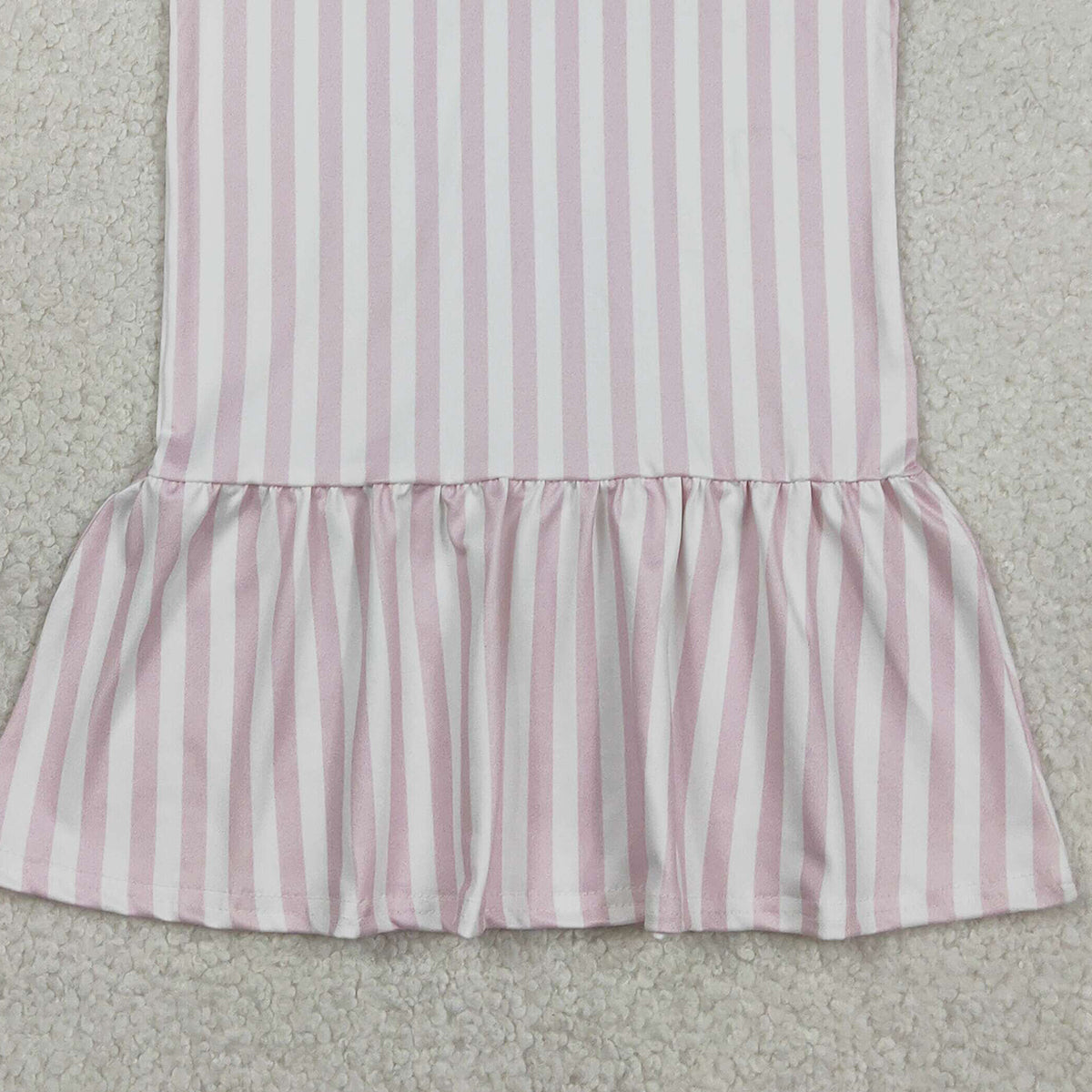 RTS GSD3142 Embroidery Golf Flags Baby Girls Pink Stripe Button Knee Length Dresses