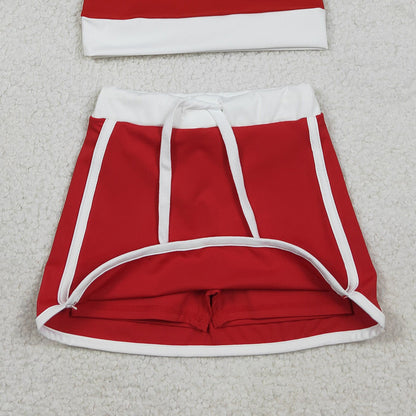 RTS GLD1482 Baby Girls Red Long Sleeve Top Skirts Shorts Yoga Active Clothes Sets