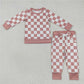 Sibling Boys Checkered Baby Kids Fall Shirt Pants Pajamas Sets