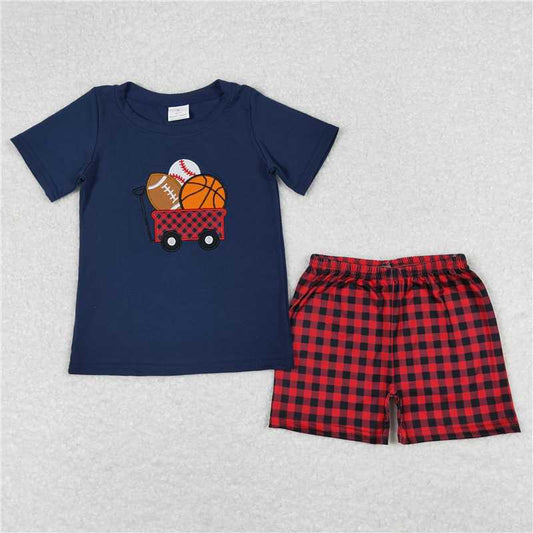 RTS BSSO0424 Baby Boys Balls Tee Shirts Top Shorts Boutique Outfits Clothes Sets