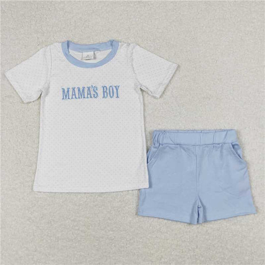 RTS BSSO0570 Baby Boys Mama's Boy Short Sleeve Tee Top Shorts Clothes Sets