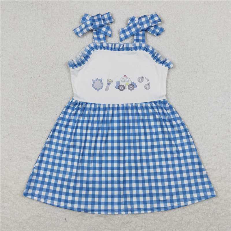 Baby Girls Police Blue Sibling Designs Rompers Outfits Clothes Sets