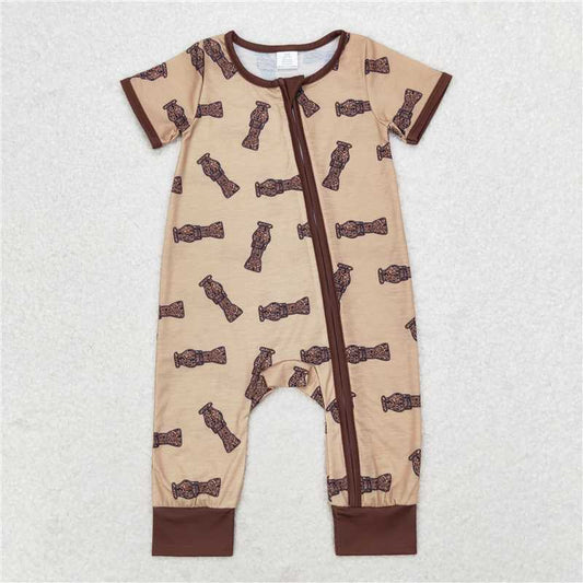 SR1900 Bamboo Camouflage bottle brown zip-up short-sleeved onesie