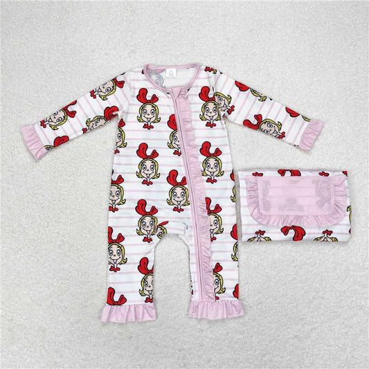 Baby Girls Pink Face Sibling Bamboo Pajamas Zippy Rompers Clothes Sets