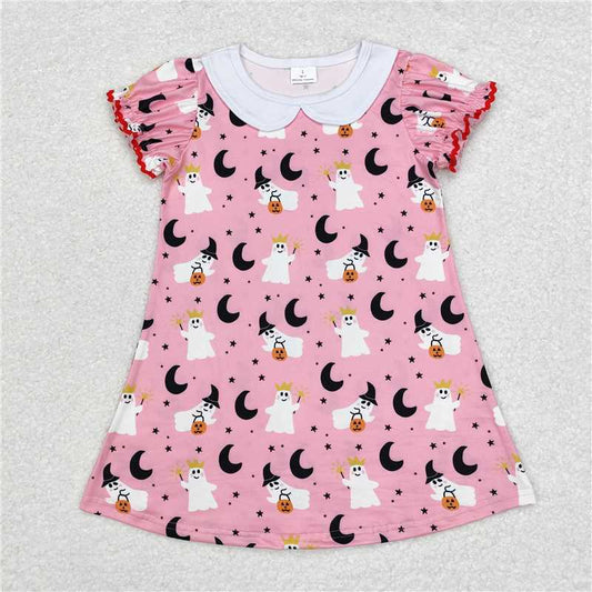 GSD1400 Halloween Ghost Moon Bright Stars doll collar pink short-sleeved dress