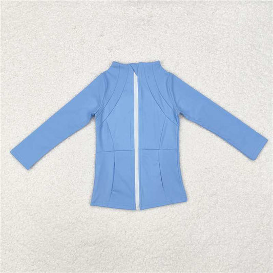 GT0684 Baby Girls Light Blue Zip Pocket Yoga Active Wear Jacket